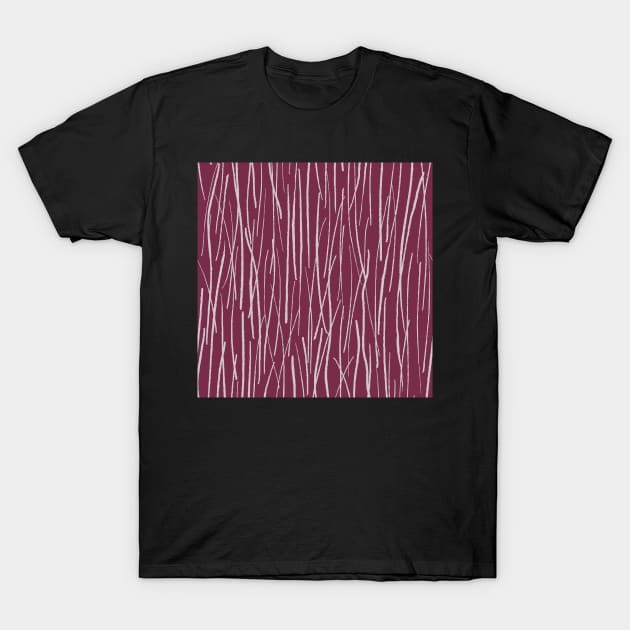 Pine Needles in the forest, Raspberry Pink and White Chocolate T-Shirt by FrancesPoff